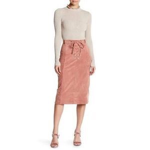 Gianni Bini Baked Pink Suede Lace Up Skirt NWT Size XSmall